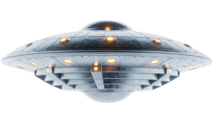 a scifi alien unidentified flying object ufo spaceship isolated on transparent background