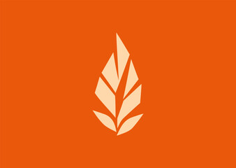 A flame and leaf line art logo with minimalist flowing strokes, symbolizing energy, growth, balance, renewal, and sustainability