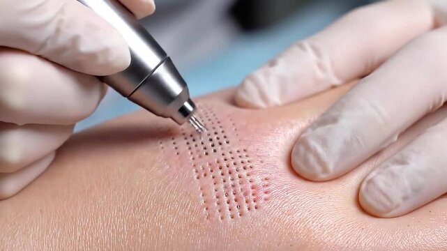 Dermatologist Performing Microneedling Treatment on Patient's Arm at Beauty Clinic For Skin Rejuvenation and Texture Refinement