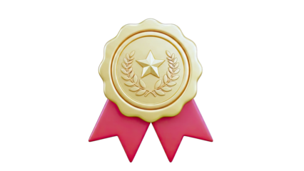 Golden medal with red ribbon and star emblem