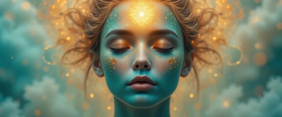 Ethereal Woman with Golden Aura