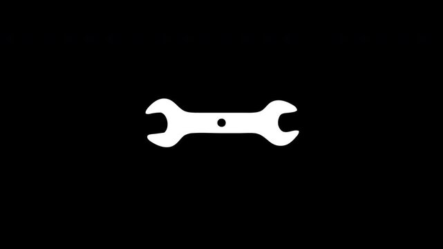 Wrench icon with digital particle disintegration effect