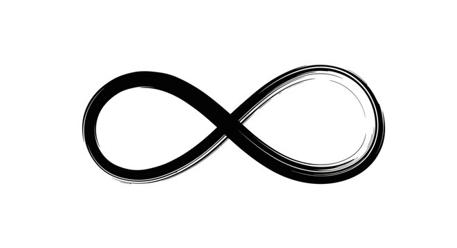 Hand drawn black infinity symbol illustration isolated on white.