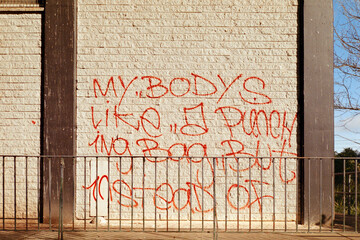 Graffiti Expressing Feelings on a Building Wall in Daytime