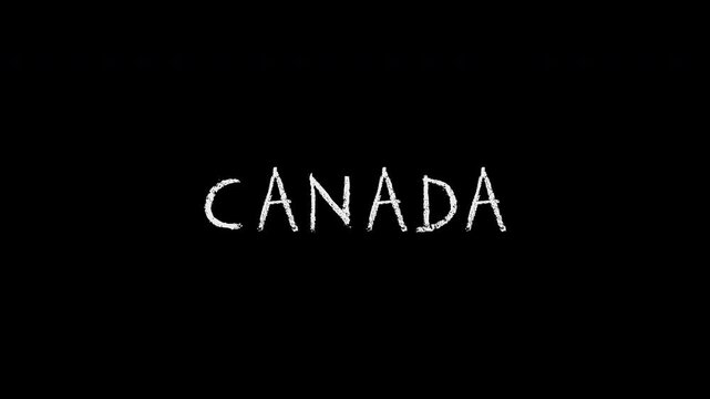 Canada writing on chalkboard animation black background