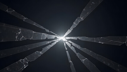 Abstract shattered light effect converging at the center symbolizing disruption, transformation, breakthrough, and change
