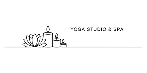 Obraz premium A serene yoga studio and spa logo with candles and a lotus flower
