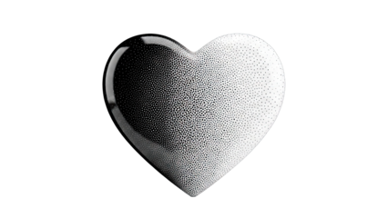 Heart shape with black and white stippling gradient