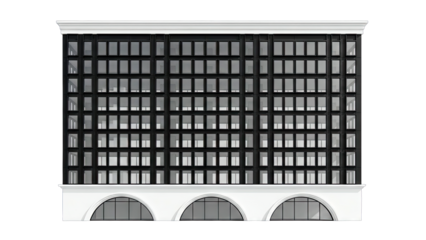 Modern Building Facade with Arched Ground Floor Windows