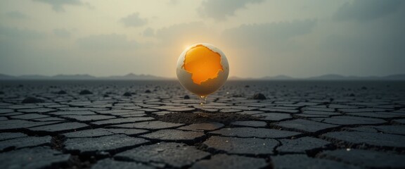 Fragile Hope: Glowing Eggshell on Cracked Earth