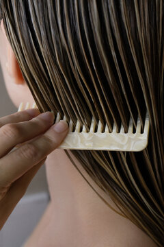 Hair Combing Texture Close-Up with Comb