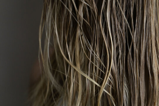 Close-Up Bleached Wet Hair Texture