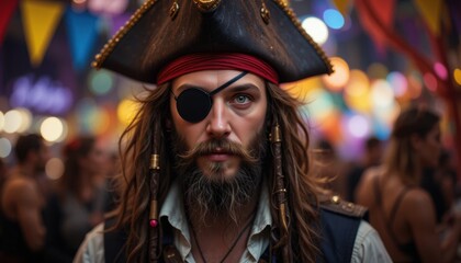 Portrait of a Pirate Man at a Festive Event