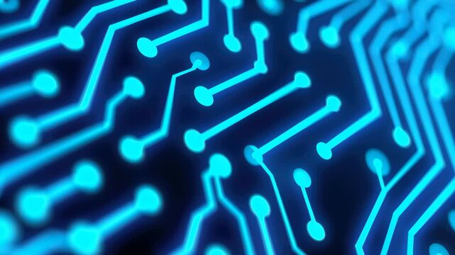 Cybernetic Circuitry: A close-up view reveals a glowing circuit board, a striking display of intricate patterns and the cutting-edge technology behind the digital world.