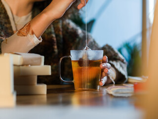 Brewing tea during break 