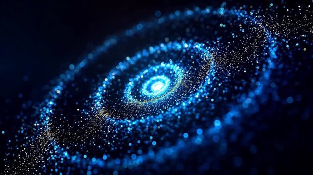 Abstract blue spiral with glowing particles