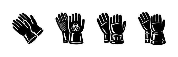 Obraz premium Protective gloves vector icons set for safety and health