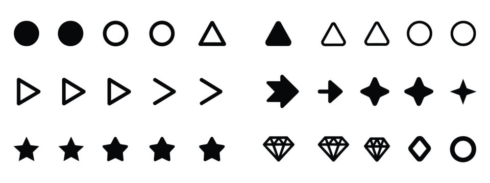 Fl&egrave;che Bullet List for PowerPoint Presentation, Arrow Symbol Collection for Bullet Points, Vector Illustration