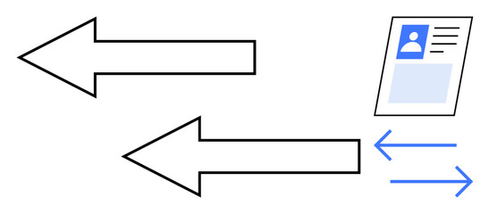 Fototapeta premium Data exchange visual. Arrows showing information flow for communication and user identity management. Data exchange critical for digital services, secure apps, and data processing. Perfect for tech