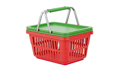 Red and Green Shopping Basket with Metal Handles