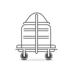 Flat Linear Airport Baggage Trolley Icon, Monochrome Minimalist Design for Travel and Logistics Apps