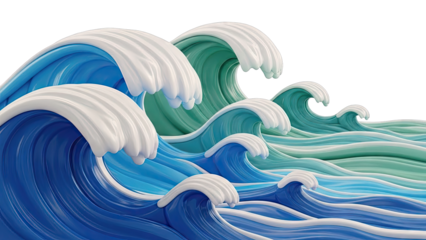 Stylized Blue and Green Ocean Waves