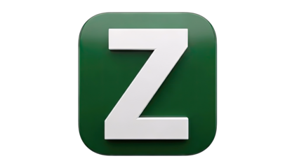 Green square with white letter Z