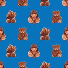 All Over Cute Teddy Bears Seamless Pattern January 2026