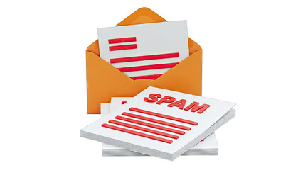Spam mail icon with envelope and papers