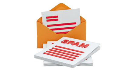 Spam mail icon with envelope and papers