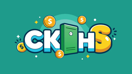 A playful kids logo featuring a cash theme with rounded letters, conveying fun and learning
