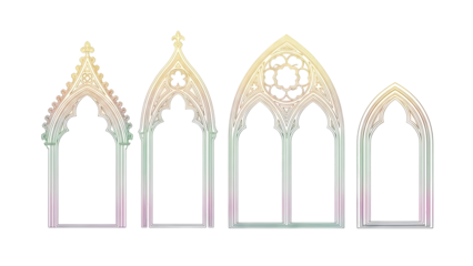 Ramadan kareem islamic archways isolated on transparent background