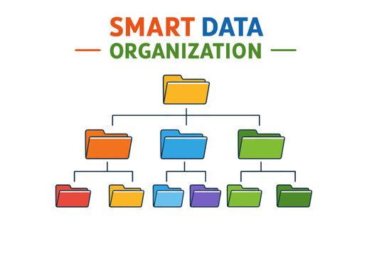 Smart data organization: efficient file management system with colored folders and hierarchy