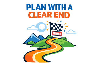 Fototapeta premium Motivational pathway to success with clear finish line