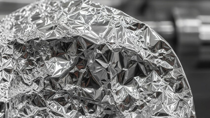 High-fidelity crumpled platinum foil texture with silver reflections