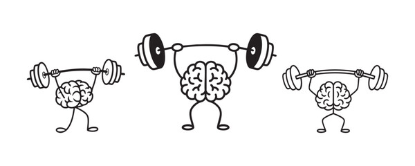 Cute Brain Health and Fitness Illustration Icons