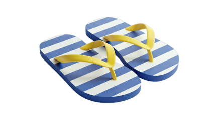 Striped Flip-Flops with Yellow Straps