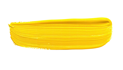A vibrant, horizontal brushstroke in a vivid, glossy yellow against a clean black background