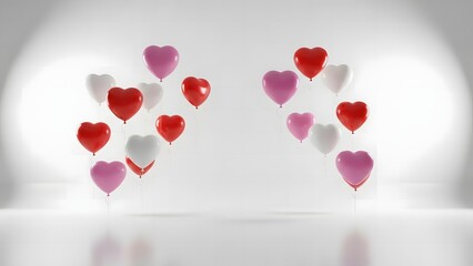 Valentine's Day: Heart Balloon Decoration Scene With Copy Space