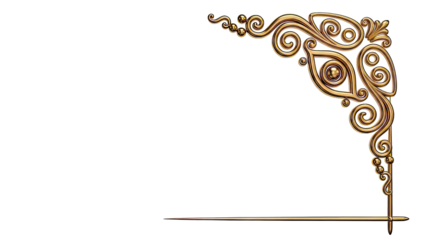Golden ornate corner flourish with swirl and bead elements