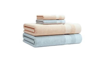 Stacked Peach and Gray Towels with Ribbed Bands