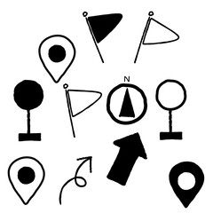 ナビゲーションに便利な手描きの位置アイコンセット