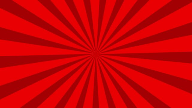Radiating sunburst background with bold striped rays from center. Colorful retro radial beams create energetic motion visual. Looping 4K stripe animation fits promos, comics, and dynamic scenes.