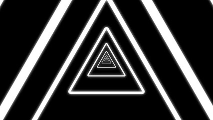 Abstract triangle tunnel loop with glowing geometric shapes. Futuristic neon tunnel animation creates depth and motion illusion. Seamless sci fi tunnel background for VJ and tech visuals. - Powered by Adobe