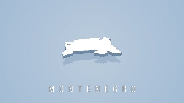 Montenegro country map rotating in 3d animation