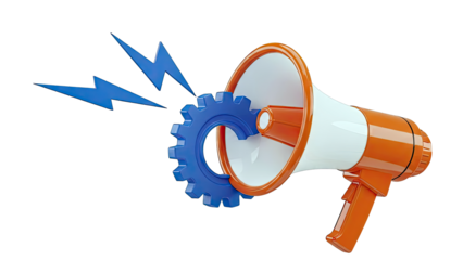 Megaphone with Gear and Lightning Bolts