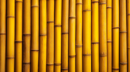 Vertical Natural Yellow Bamboo Wall Background &ndash; Eco Friendly Texture, Asian Design and Sustainable Material Concept