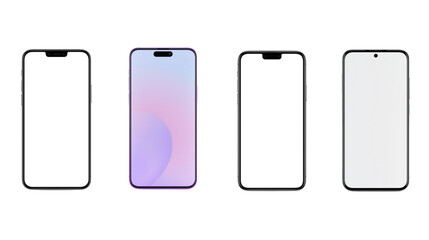 Smartphone mockup set with blank and gradient screens.