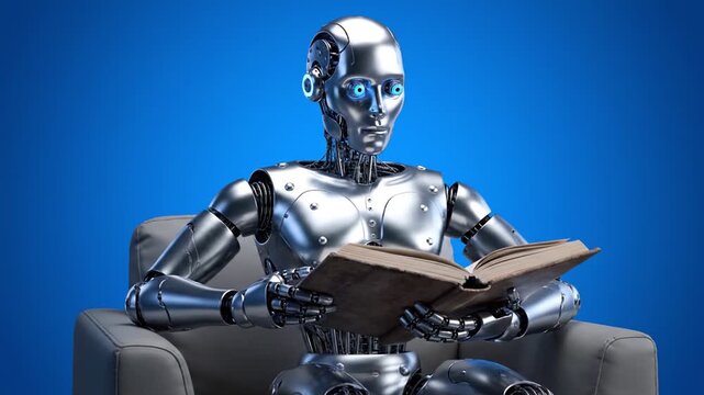 Humanoid Robot Studying Open Book