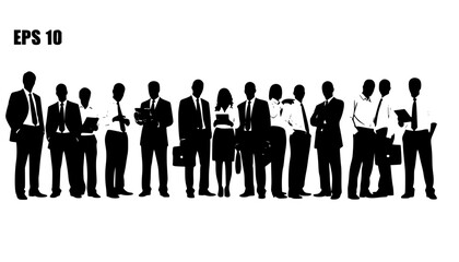 silhouettes of people working group of standing business people vector eps 10
